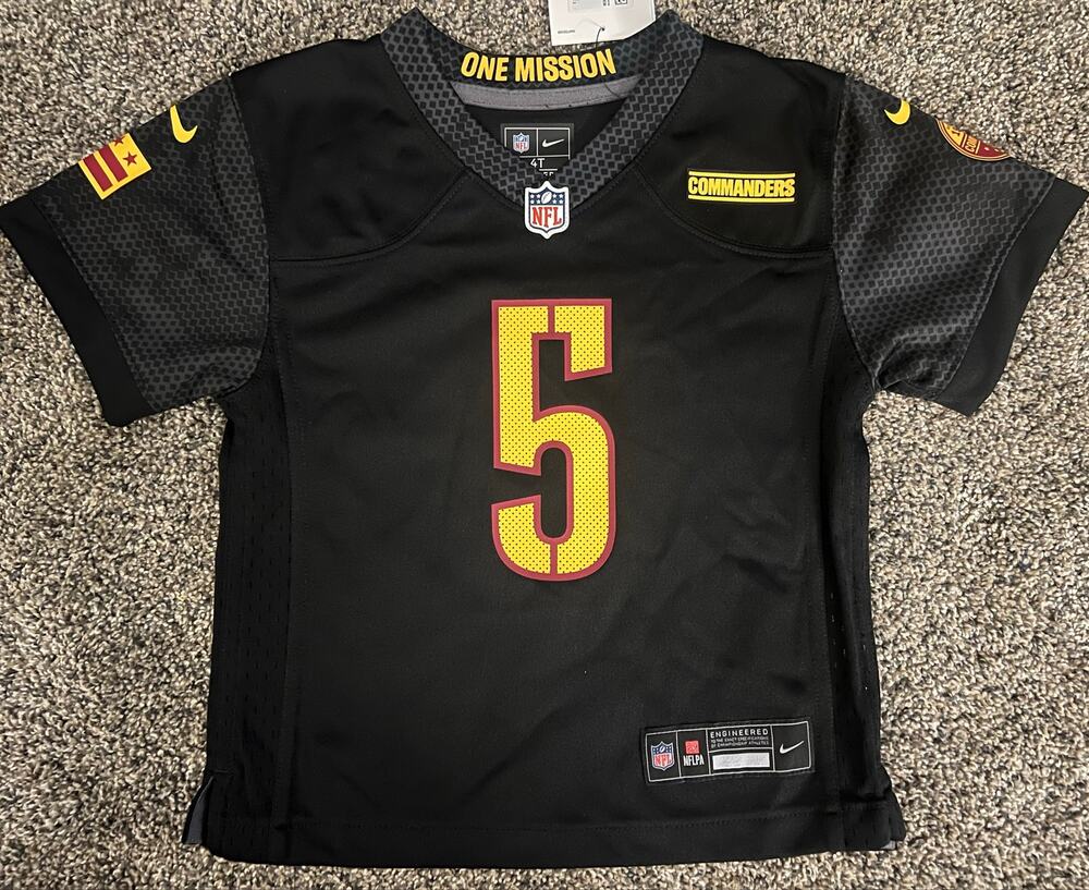 NFL Nike Engineered  Wash. Commanders #5 Daniels Football Black Jersey  3T (NWT)